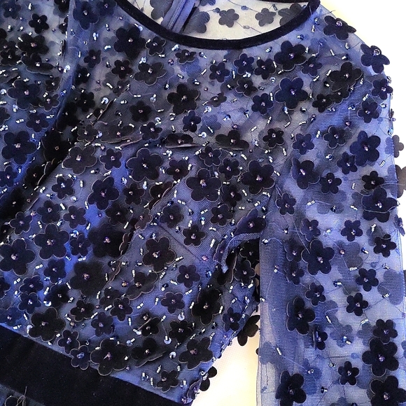 Mac Duggal Floral Velvet Embellished Fit And Flare Cocktail Dress - Picture 6 of 9